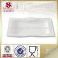 Porcelain creative rectangular white wavy dinner plate hot sale